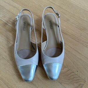 VAN ELI sling back pump - silver and beige 38.5 N
